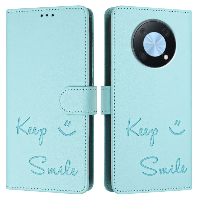 For Huawei nova Y90 Smile Embossing RFID Leather Phone Case