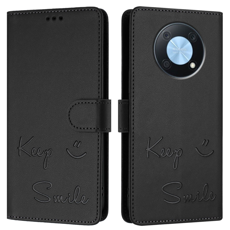 For Huawei nova Y90 Smile Embossing RFID Leather Phone Case