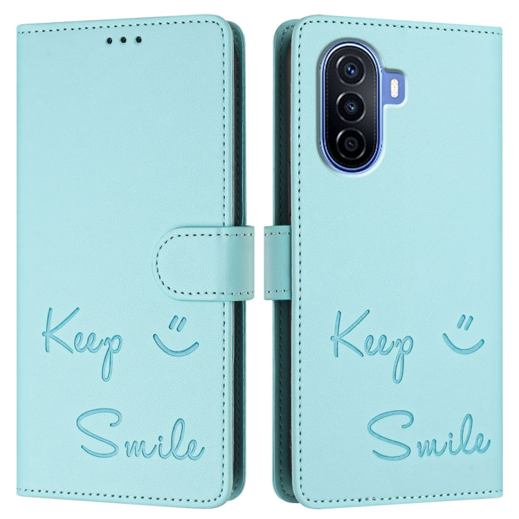 For Huawei nova Y70 Plus Smile Embossing RFID Leather Phone Case