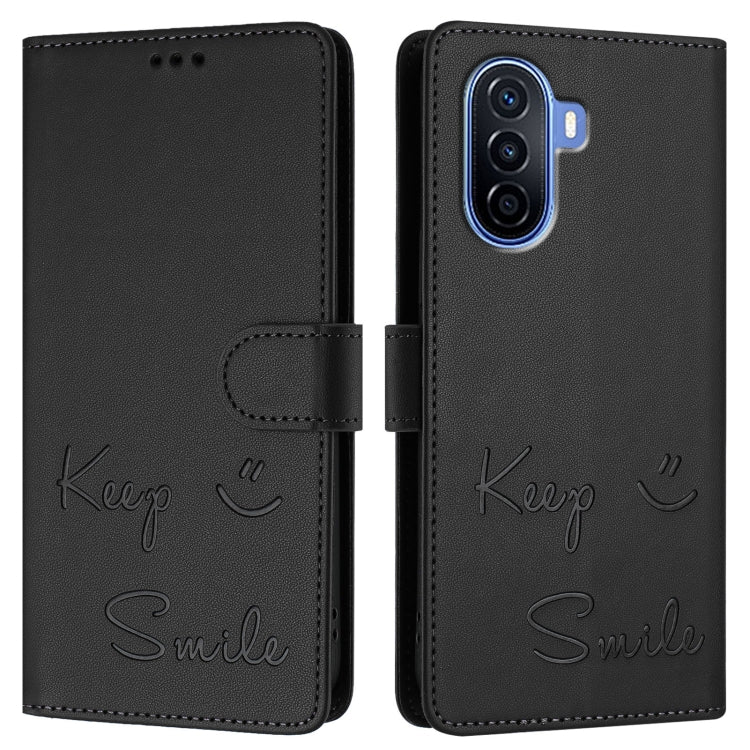 For Huawei nova Y70 Plus Smile Embossing RFID Leather Phone Case