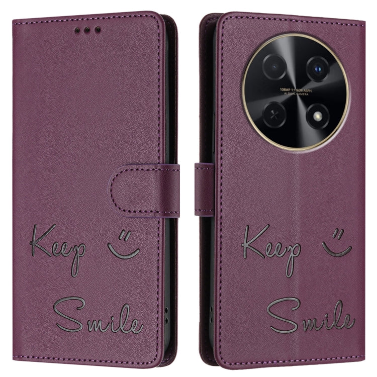 For Huawei nova 12i 4G Global Smile Embossing RFID Leather Phone Case