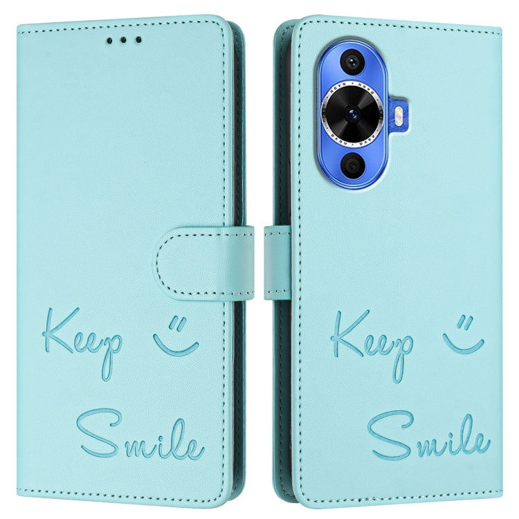 For Huawei nova 12s 4G Global Smile Embossing RFID Leather Phone Case