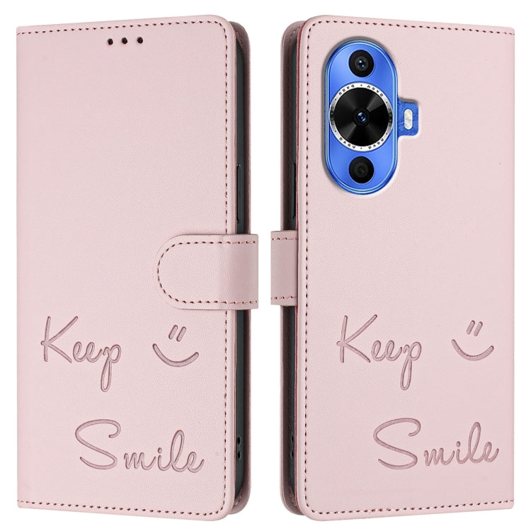For Huawei nova 12s 4G Global Smile Embossing RFID Leather Phone Case