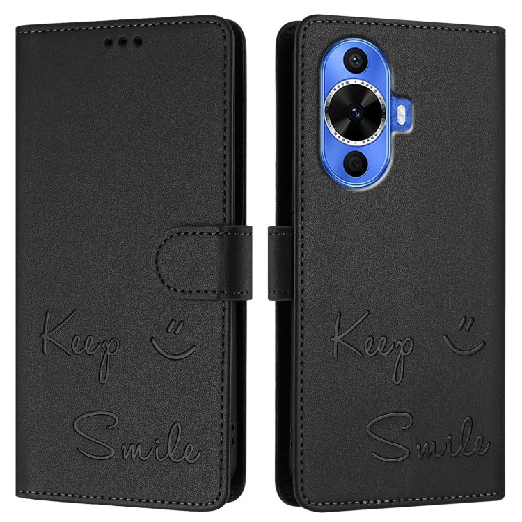 For Huawei nova 12s 4G Global Smile Embossing RFID Leather Phone Case