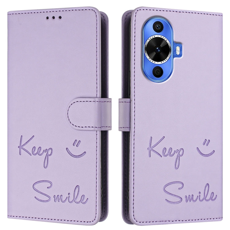 For Huawei nova 12s 4G Global Smile Embossing RFID Leather Phone Case