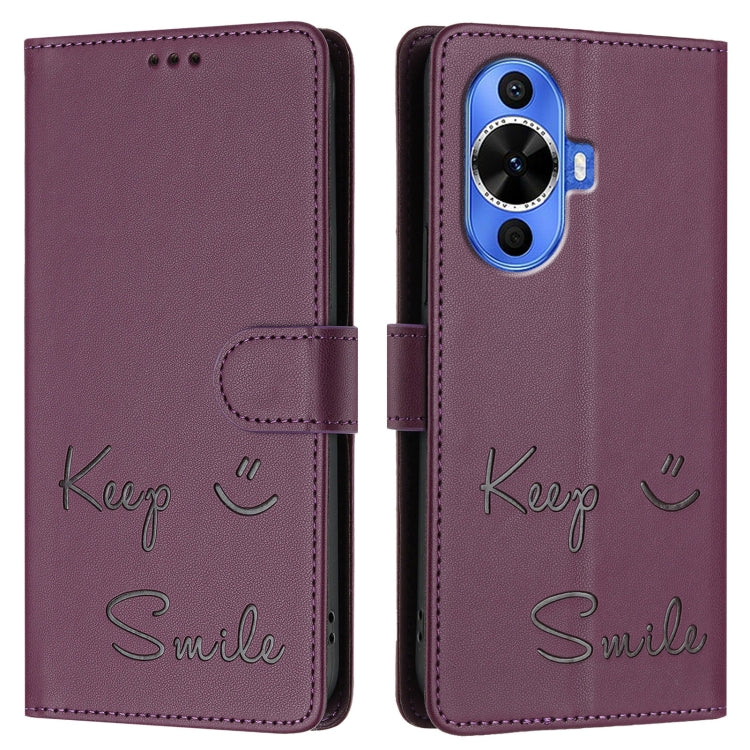 For Huawei nova 12s 4G Global Smile Embossing RFID Leather Phone Case