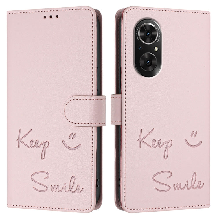 For Huawei nova 9 SE Smile Embossing RFID Leather Phone Case