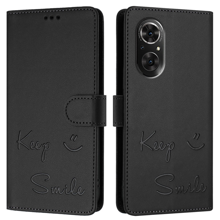 For Huawei nova 9 SE Smile Embossing RFID Leather Phone Case
