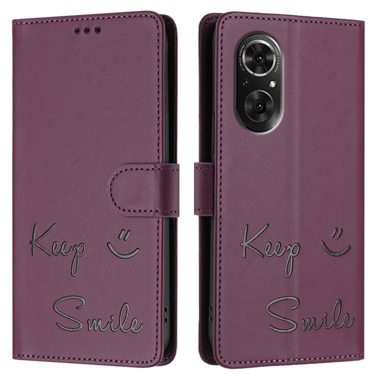 For Huawei nova 9 SE Smile Embossing RFID Leather Phone Case
