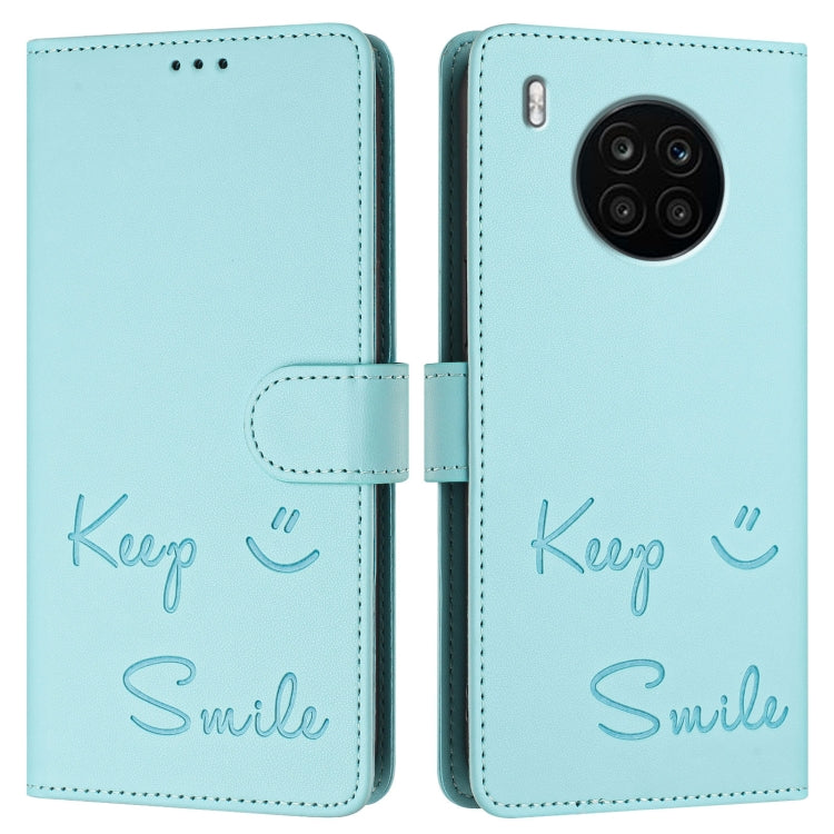 For Huawei nova 8i Smile Embossing RFID Leather Phone Case