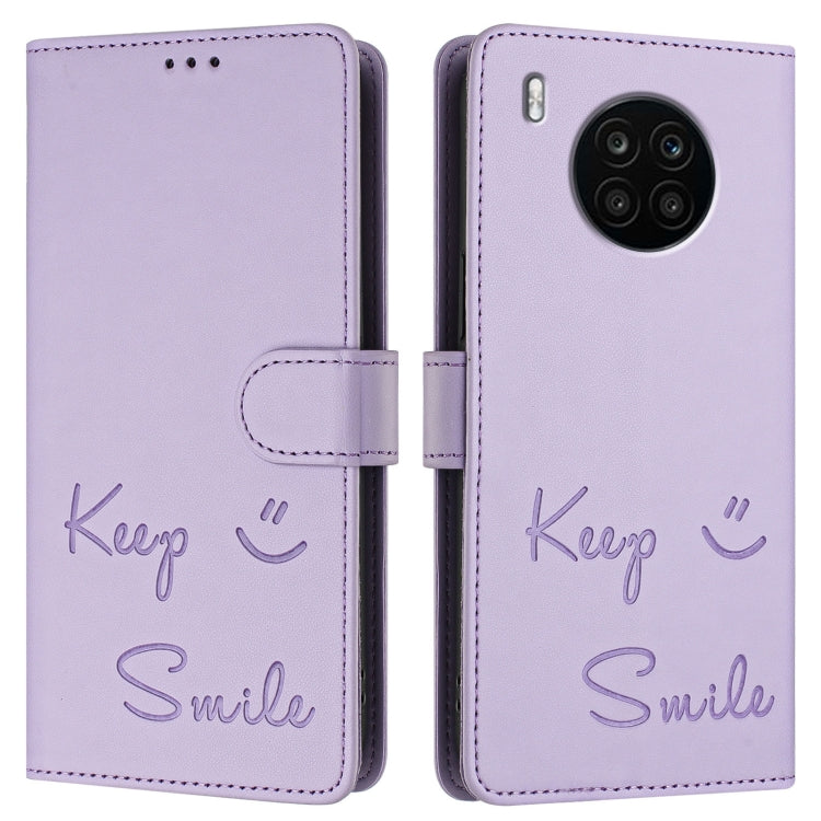 For Huawei nova 8i Smile Embossing RFID Leather Phone Case