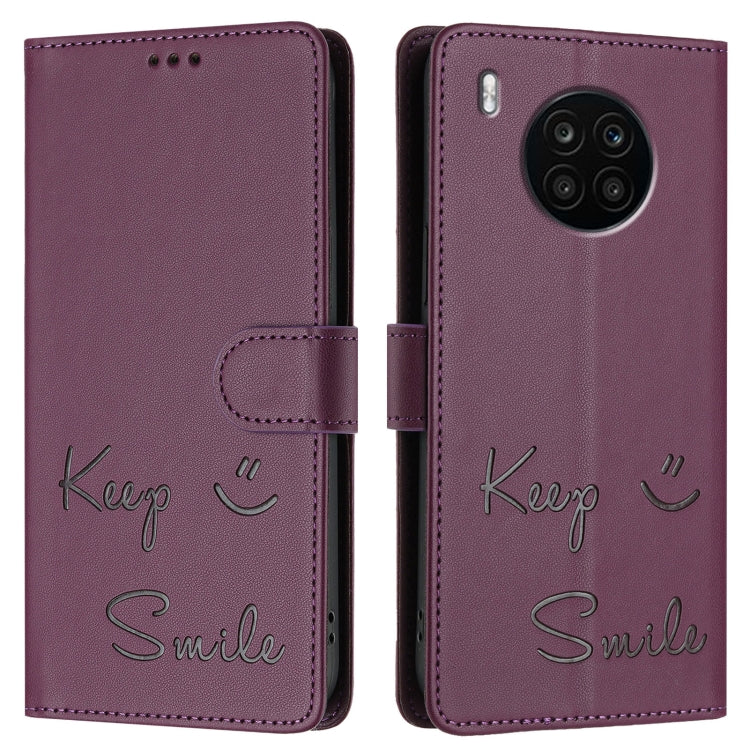For Huawei nova 8i Smile Embossing RFID Leather Phone Case
