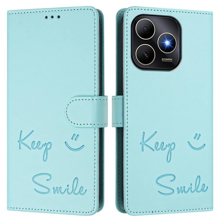 For Huawei Enjoy 80s Smile Embossing RFID Leather Phone Case