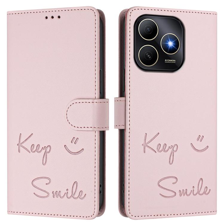 For Huawei Enjoy 80s Smile Embossing RFID Leather Phone Case