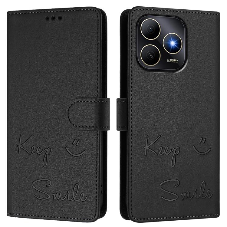 For Huawei Enjoy 80s Smile Embossing RFID Leather Phone Case