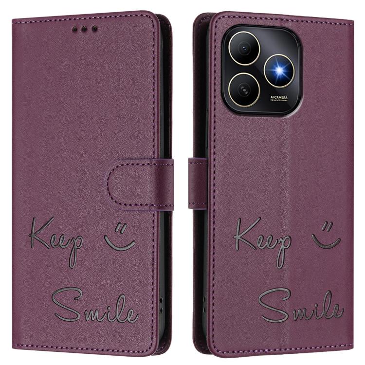 For Huawei Enjoy 80s Smile Embossing RFID Leather Phone Case