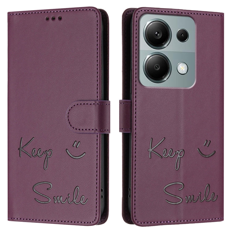 For Xiaomi Poco M6 Pro 4G Smile Embossing RFID Leather Phone Case