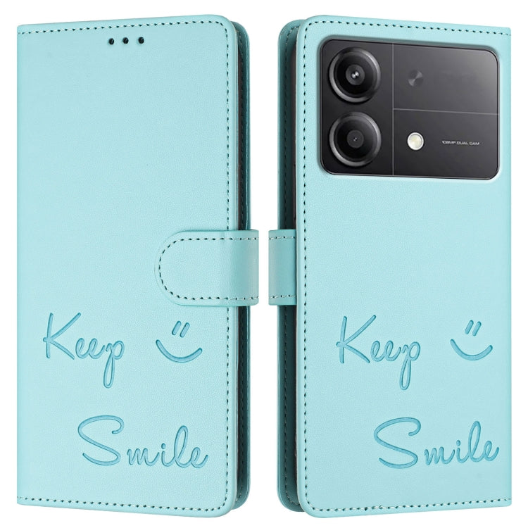 For Xiaomi Poco X6 Neo Smile Embossing RFID Leather Phone Case