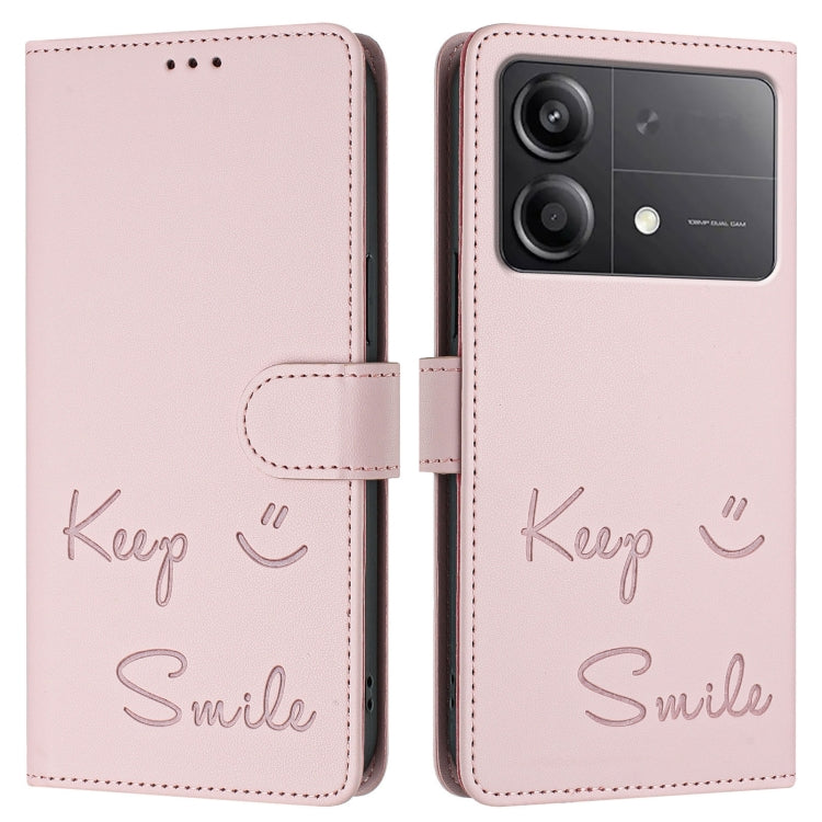 For Xiaomi Poco X6 Neo Smile Embossing RFID Leather Phone Case