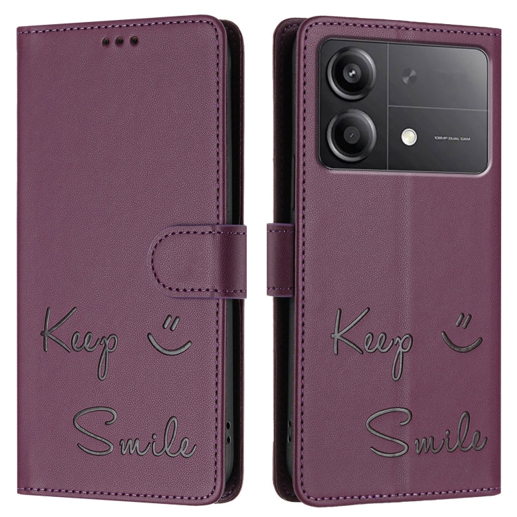 For Xiaomi Poco X6 Neo Smile Embossing RFID Leather Phone Case