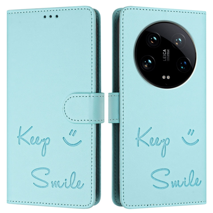 For Xiaomi 14 Ultra Smile Embossing RFID Leather Phone Case