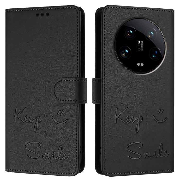 For Xiaomi 14 Ultra Smile Embossing RFID Leather Phone Case