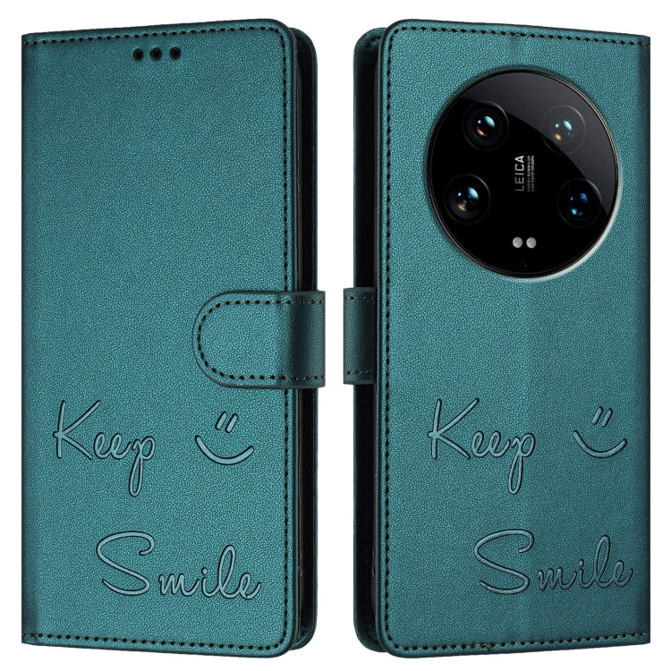 For Xiaomi 14 Ultra Smile Embossing RFID Leather Phone Case