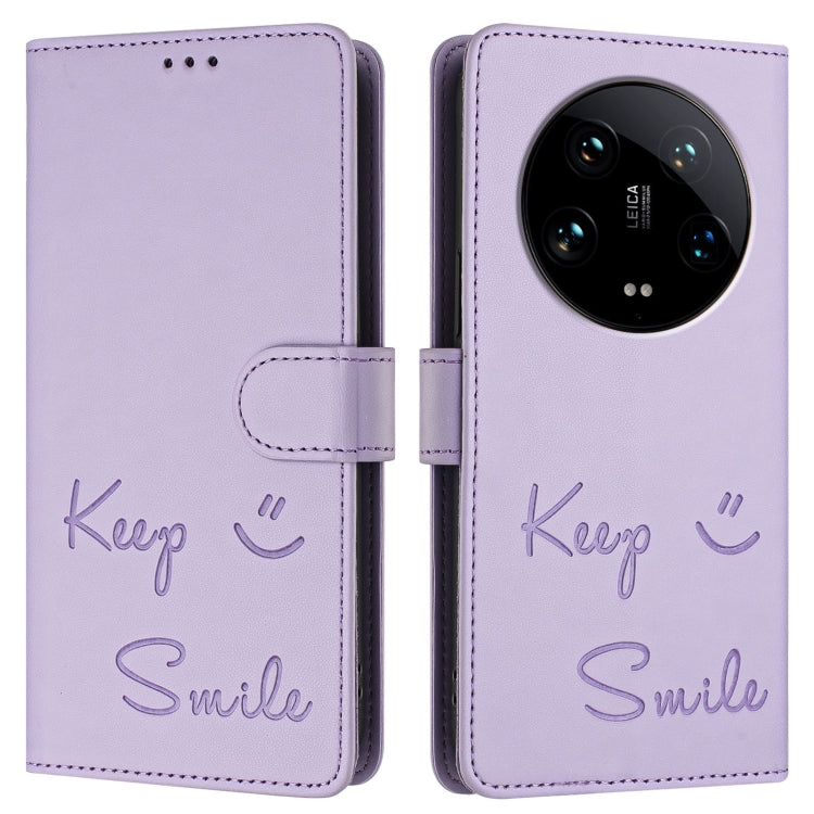 For Xiaomi 14 Ultra Smile Embossing RFID Leather Phone Case