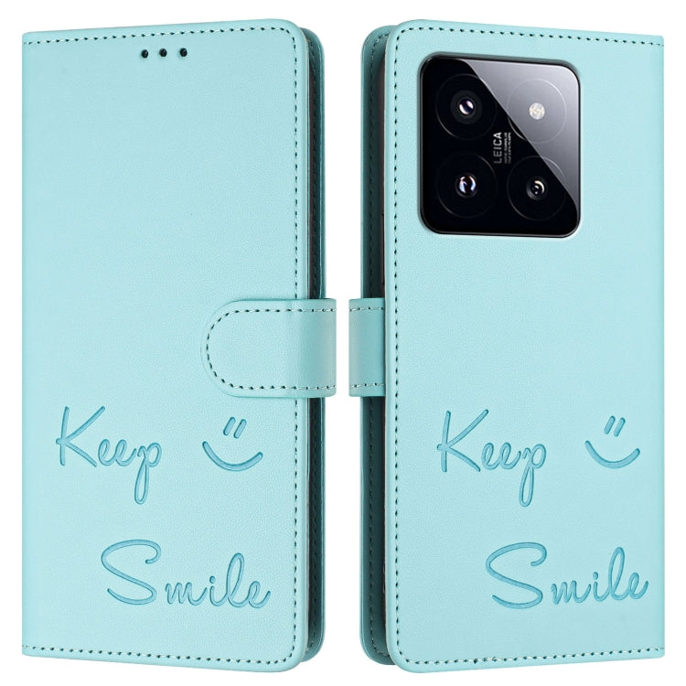 For Xiaomi 14 Pro Smile Embossing RFID Leather Phone Case