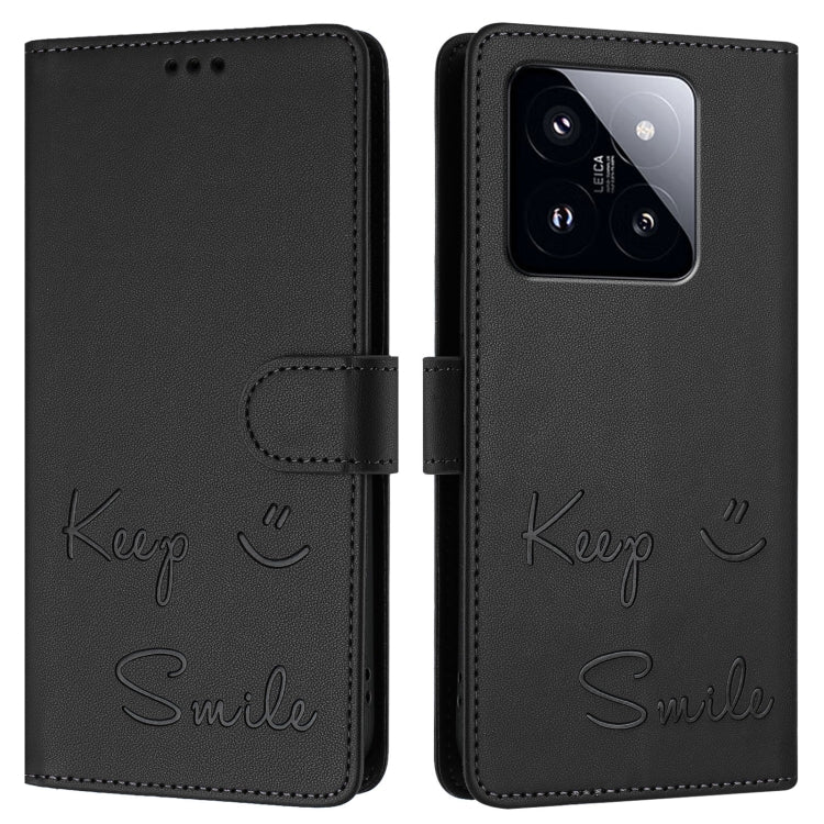 For Xiaomi 14 Pro Smile Embossing RFID Leather Phone Case