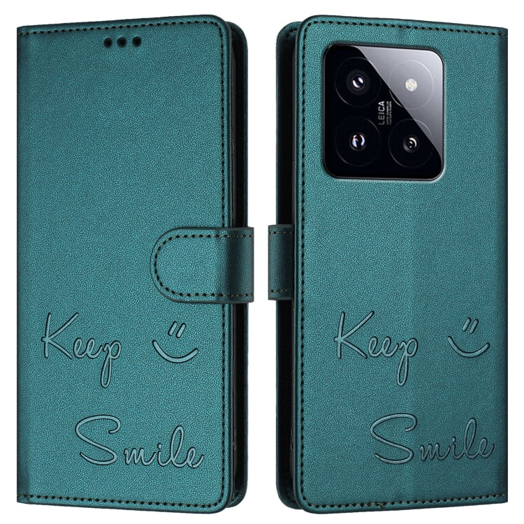 For Xiaomi 14 Pro Smile Embossing RFID Leather Phone Case