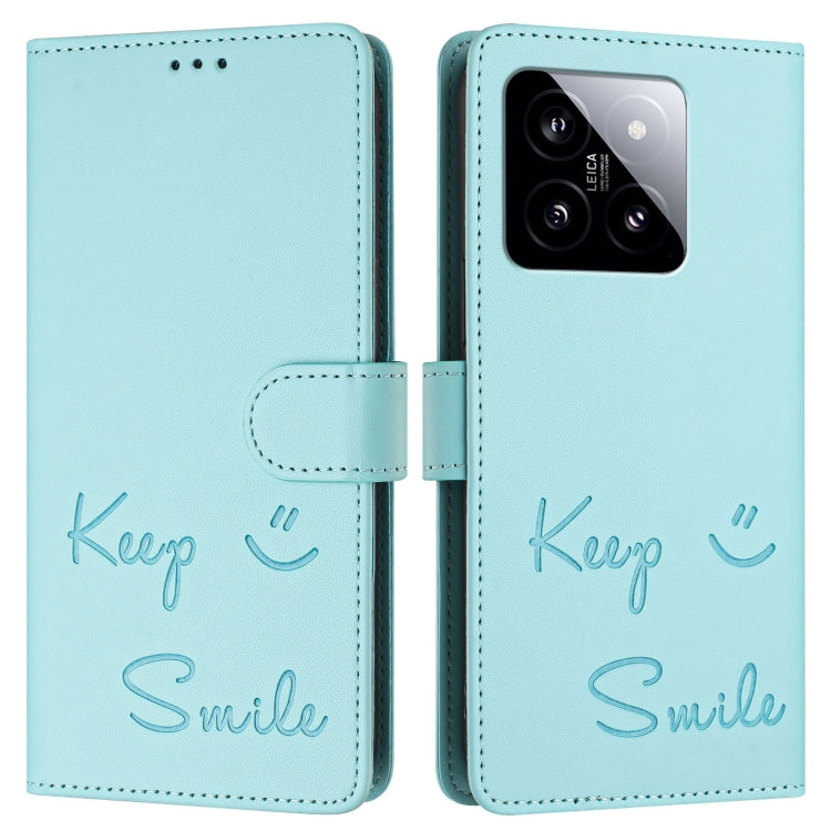 For Xiaomi 14 Smile Embossing RFID Leather Phone Case