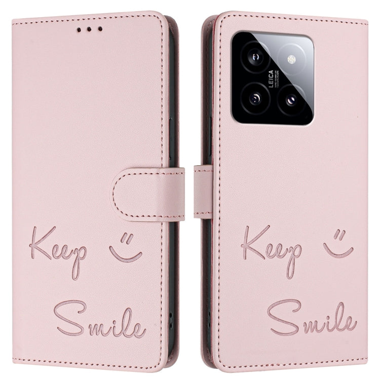 For Xiaomi 14 Smile Embossing RFID Leather Phone Case
