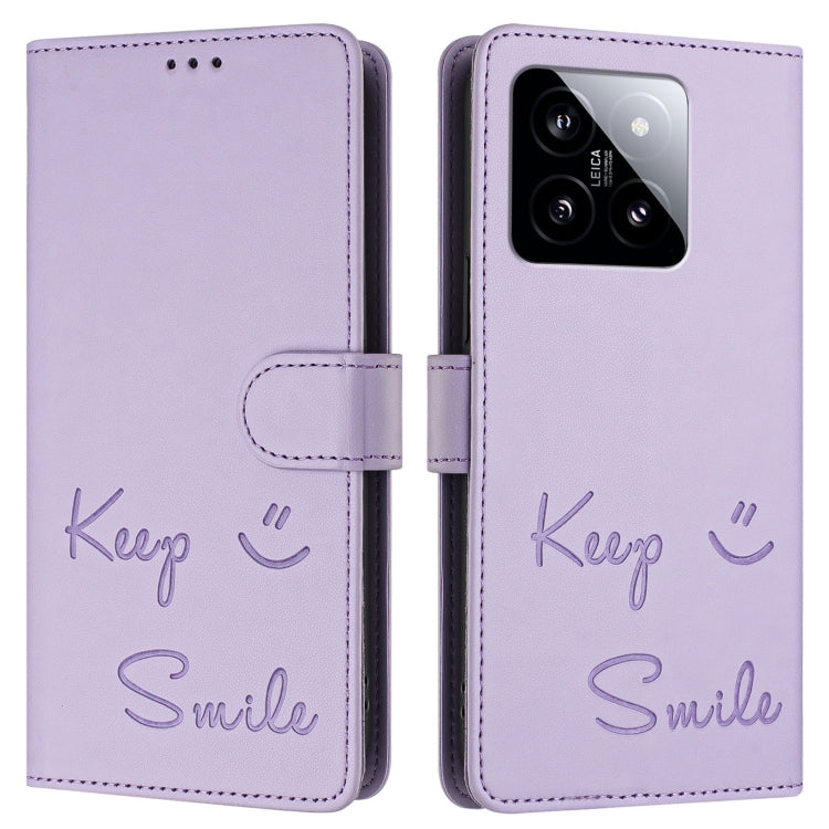 For Xiaomi 14 Smile Embossing RFID Leather Phone Case