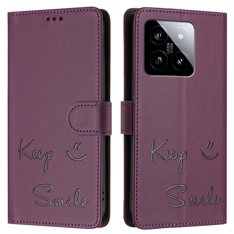 For Xiaomi 14 Smile Embossing RFID Leather Phone Case