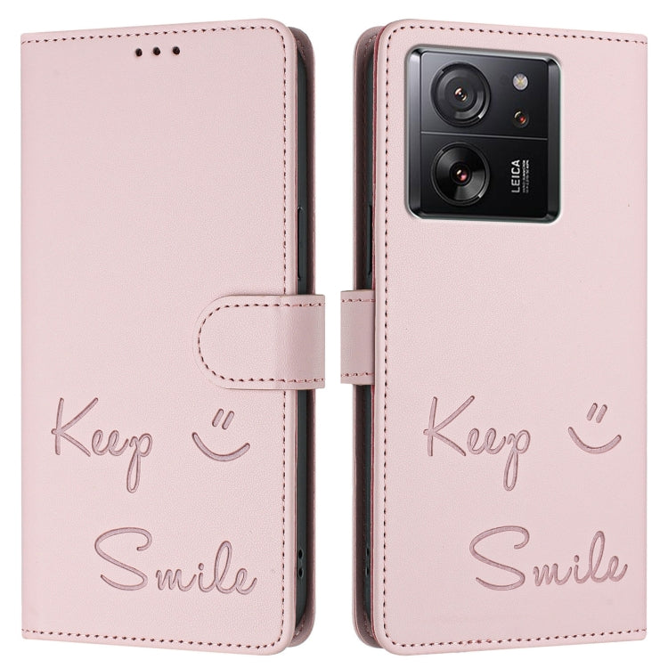For Xiaomi 13T / 13T Pro Smile Embossing RFID Leather Phone Case