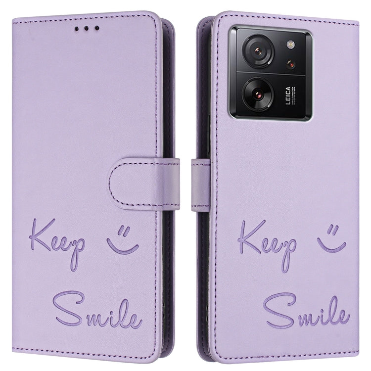 For Xiaomi 13T / 13T Pro Smile Embossing RFID Leather Phone Case
