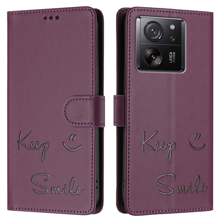 For Xiaomi 13T / 13T Pro Smile Embossing RFID Leather Phone Case