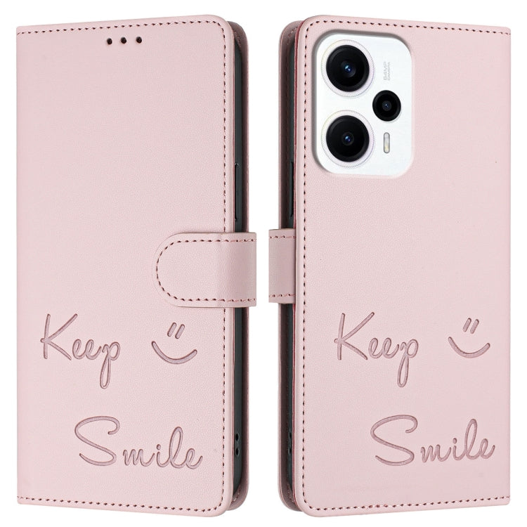 For Xiaomi Poco X4 GT Smile Embossing RFID Leather Phone Case