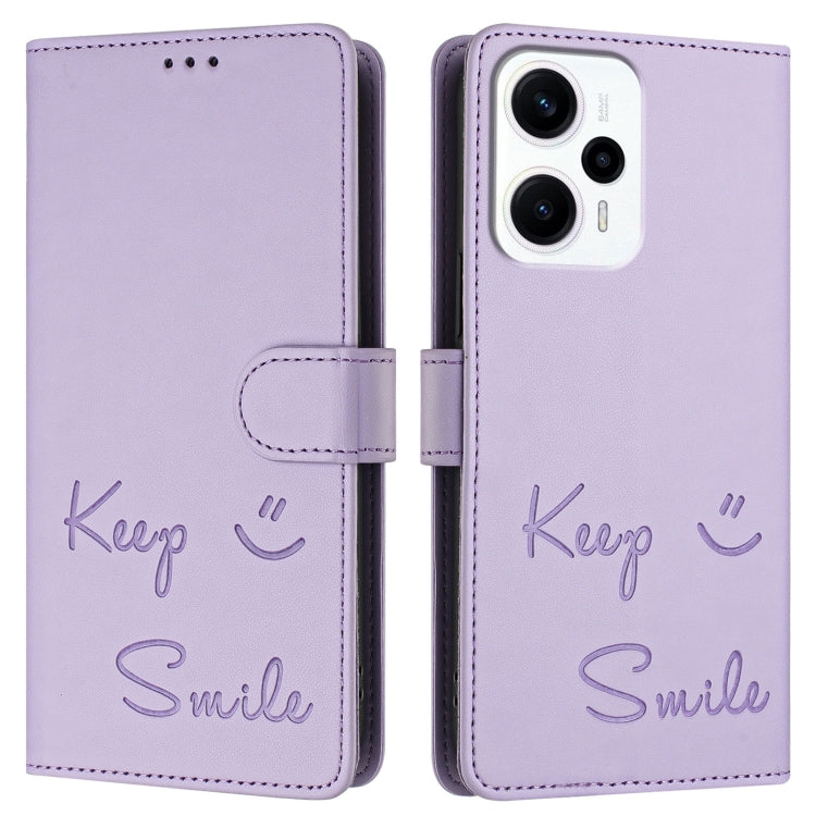 For Xiaomi Poco X4 GT Smile Embossing RFID Leather Phone Case
