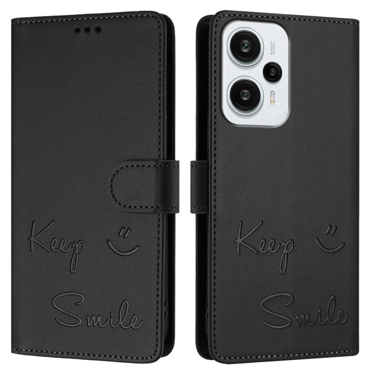 For Xiaomi Poco F5 Smile Embossing RFID Leather Phone Case
