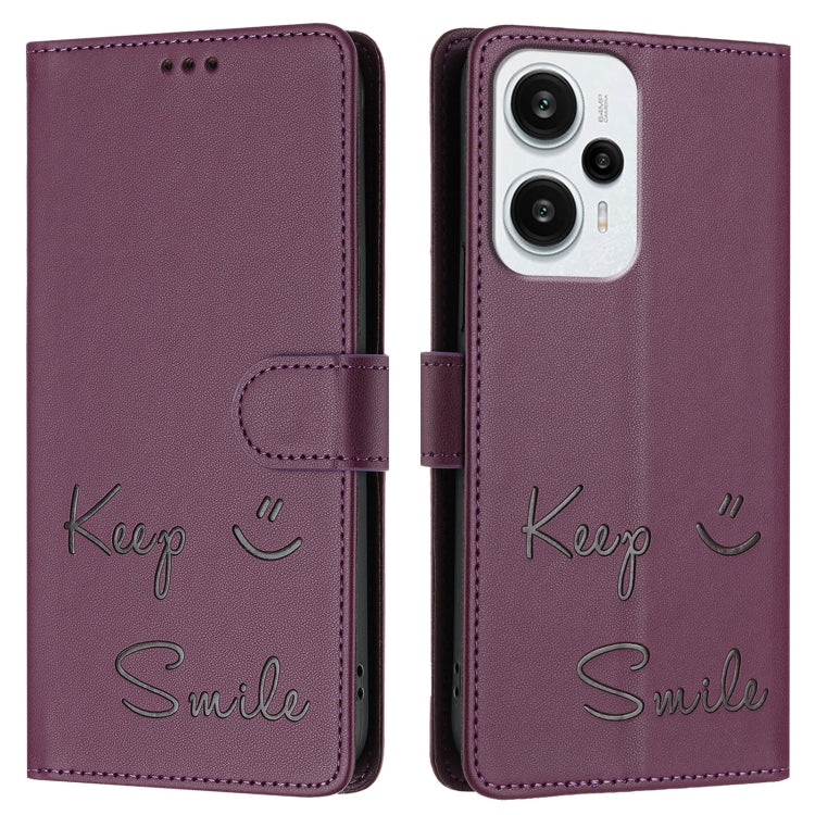 For Xiaomi Poco F5 Smile Embossing RFID Leather Phone Case