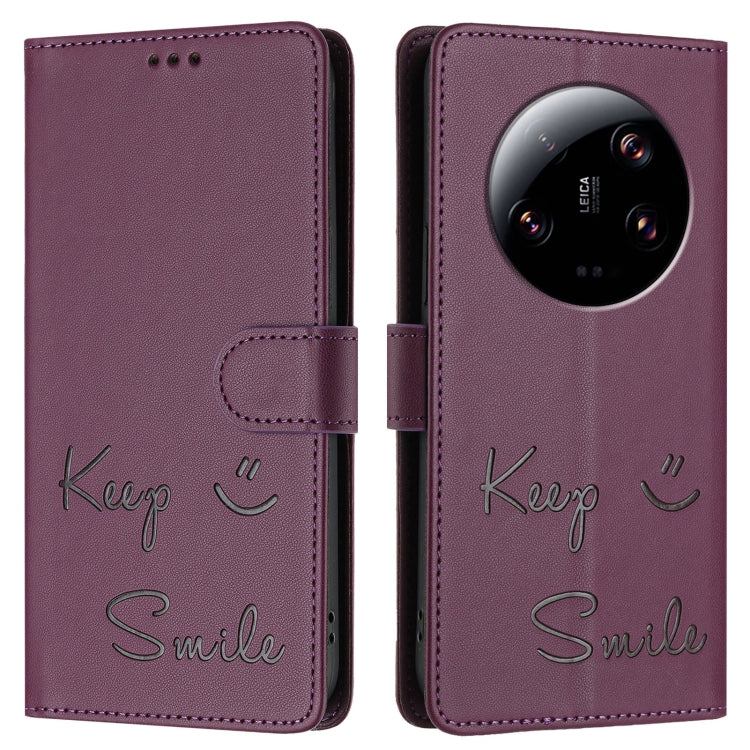 For Xiaomi 13 Ultra Smile Embossing RFID Leather Phone Case