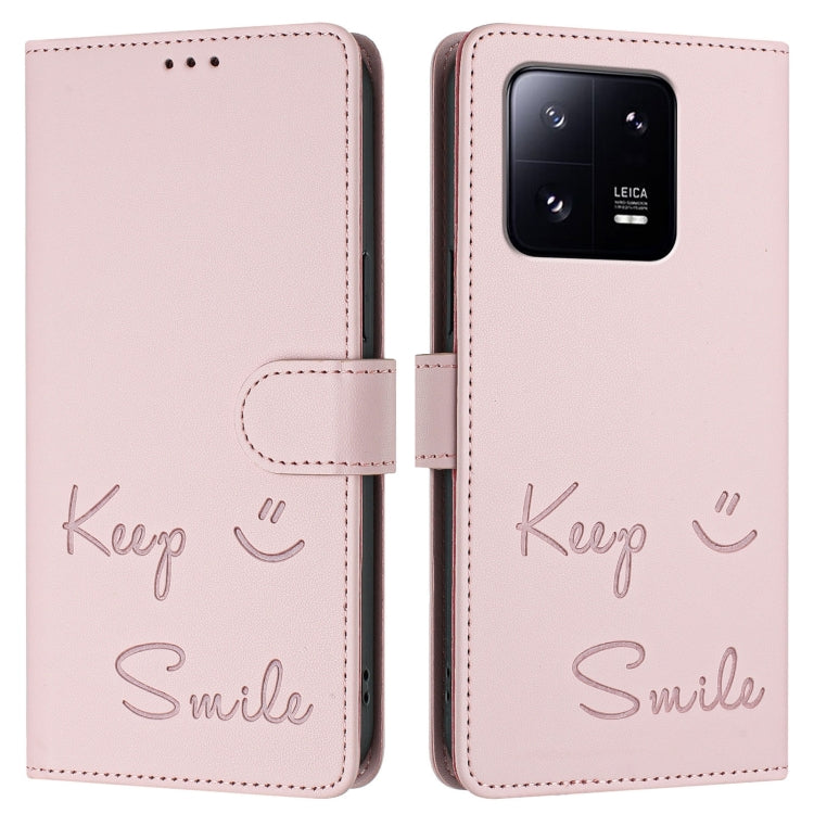 For Xiaomi 13 Pro Smile Embossing RFID Leather Phone Case