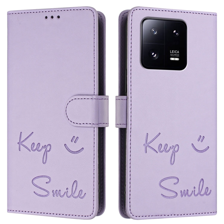 For Xiaomi 13 Pro Smile Embossing RFID Leather Phone Case