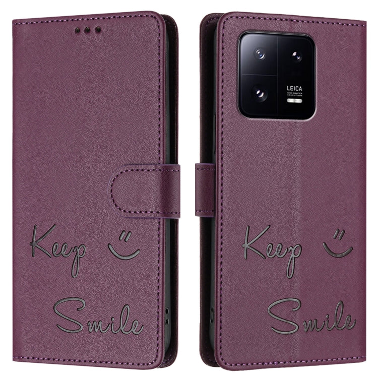 For Xiaomi 13 Pro Smile Embossing RFID Leather Phone Case