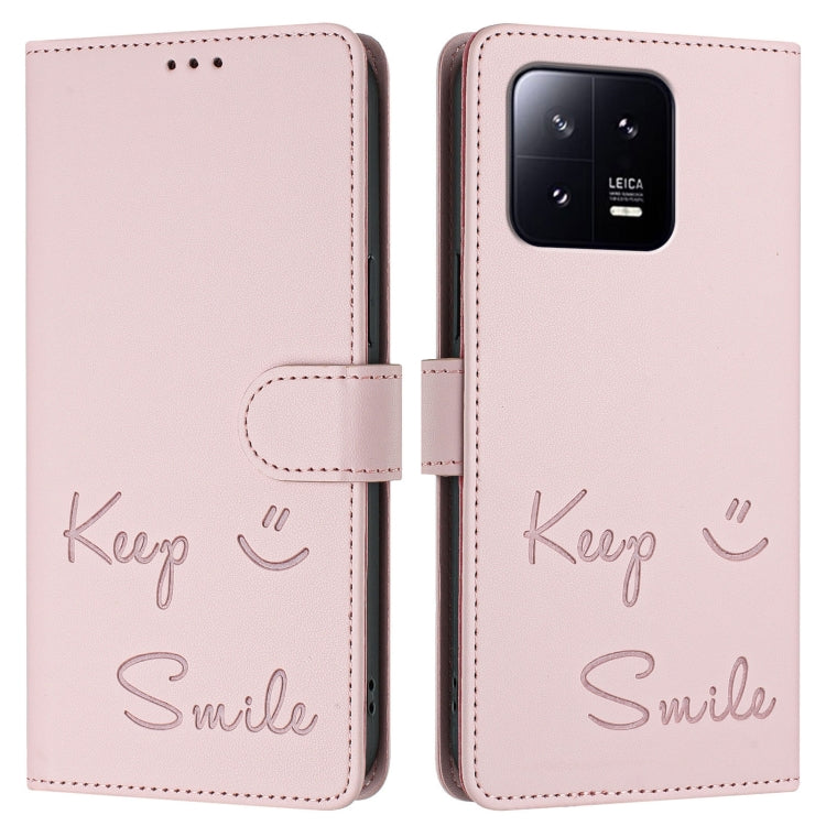 For Xiaomi 13 Smile Embossing RFID Leather Phone Case