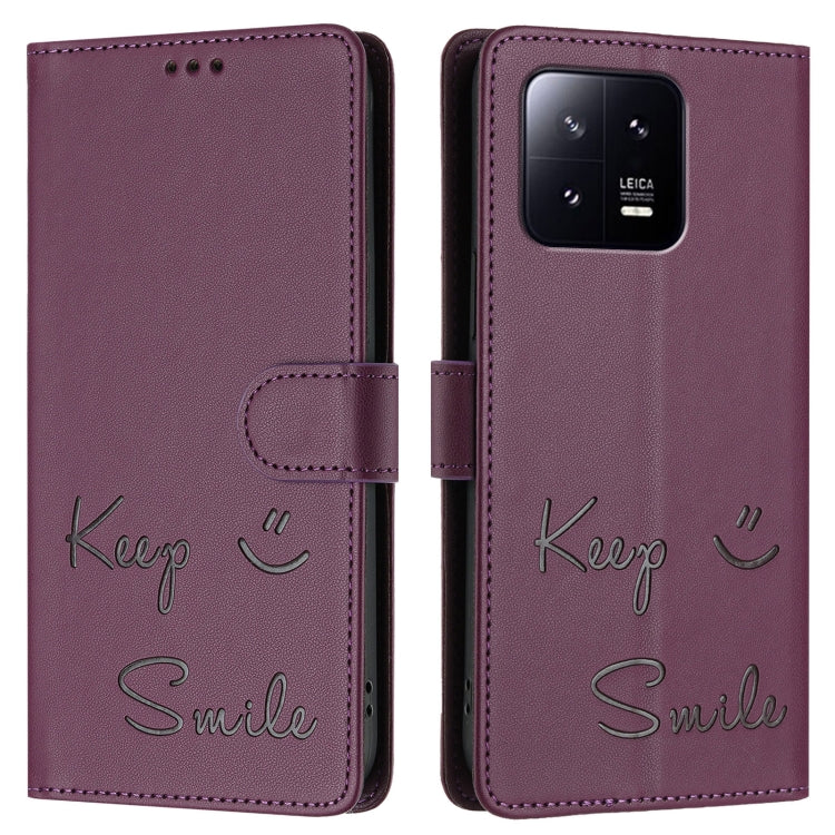 For Xiaomi 13 Smile Embossing RFID Leather Phone Case