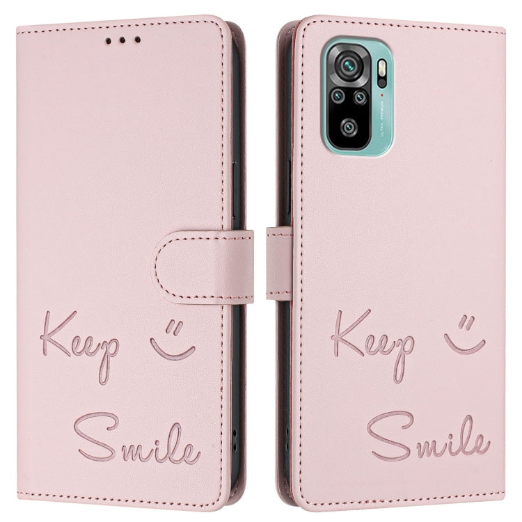 For Xiaomi Poco M5s Smile Embossing RFID Leather Phone Case