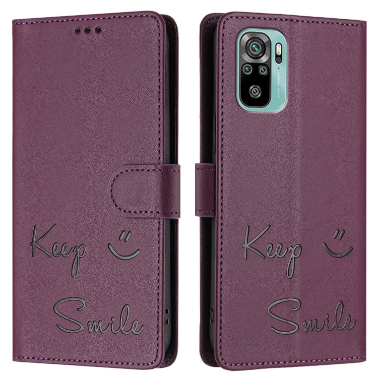 For Xiaomi Poco M5s Smile Embossing RFID Leather Phone Case